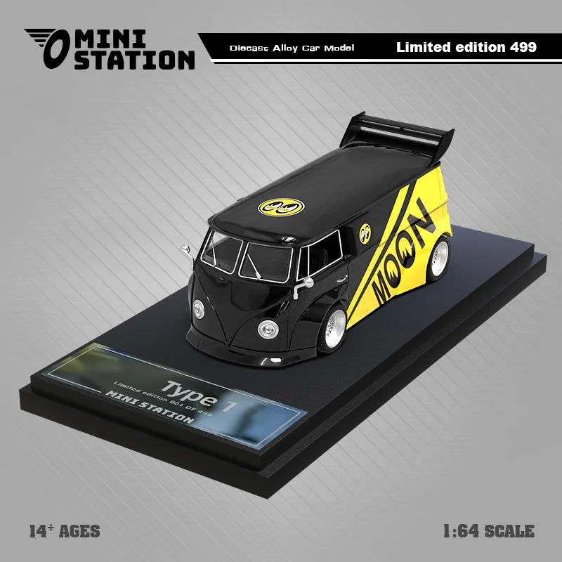 Mini Station  1:64 Mooneyes T1 Van & Beetle Targa w/Trailer limited499 Diecast Model Car