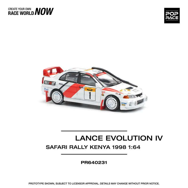 Pop Race 1:64 Lancer Evolution EVO IV Safari Rally Kenya 1998 #1 Diecast Model Car