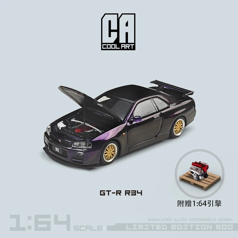 Cool ART 1:64 Nissan Gtr34 Blue / Green / Purple limited500 Diecast Model Car