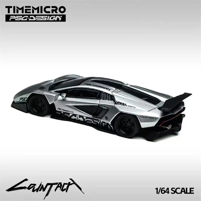 Time Micro x PSC 1:64 Countach V Silver Diecast Model Car
