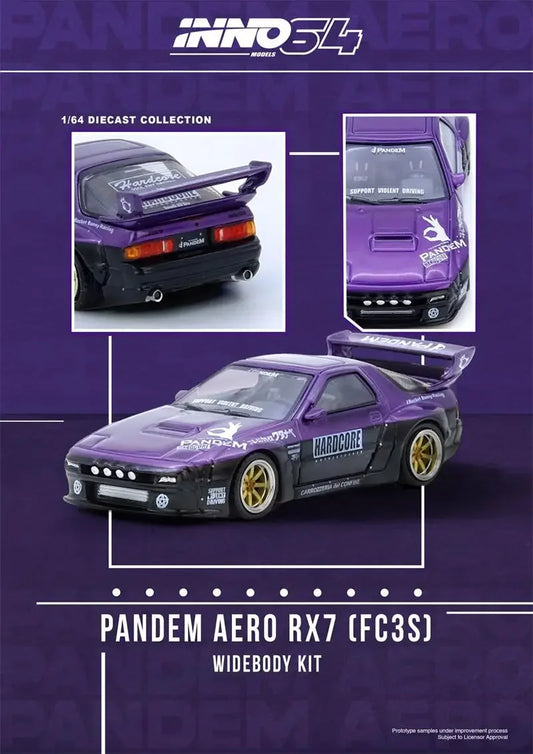 INNO64 1:64 PANDEM RX7 FC3S Purple Diecast Model Car alloy