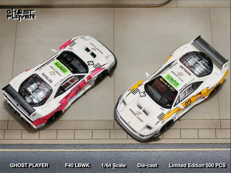 GHOST PLAYER 1:64 F40 LBWK Pink / yellow Die-Cast Car Model Collection Miniature