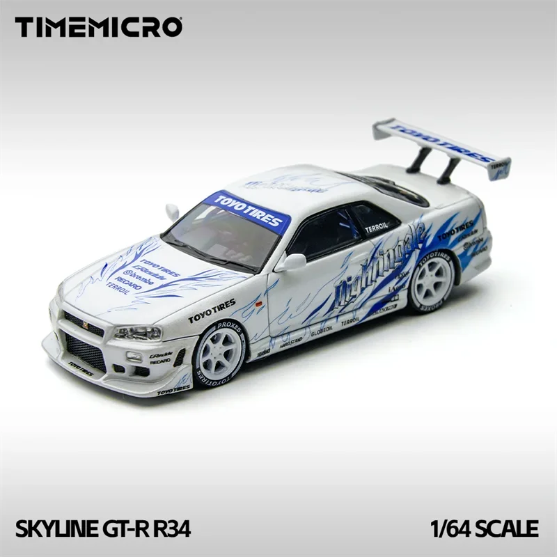 PreSale Time Micro 1:64 Skyline GT-R R34 Drifting flame white Collection Miniature DieCast Model Car