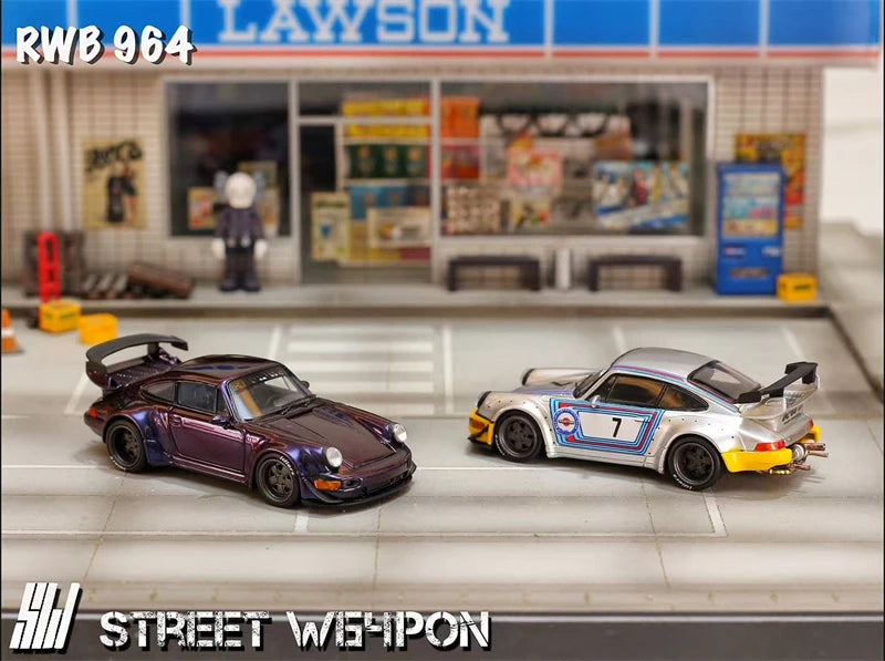SW 1:64 RWB964 Chameleon purple / Matte silver Limited500 Diecast Collector's Vehicle Model Car