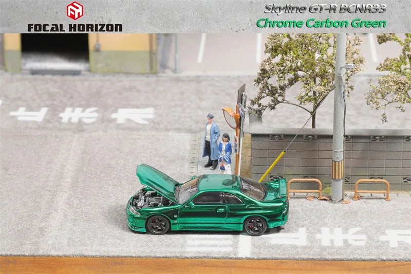 **Pre-Order** Focal Horizon FH 1:64 Skyline R33 GT-R BCNR33 Chrome Carbon Green Limited999 Diecast Model Car