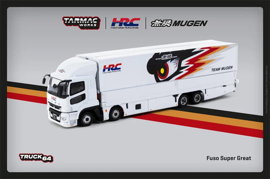 **Pre-Order** Tarmac Works 1:64 Fuso Super Great TEAM MUGEN white Diecast Model Car