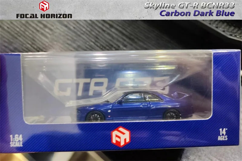 Focal Horizon FH 1:64 Skyline GT-R BCNR33 Carbon Dark Blue Diecast Model Car