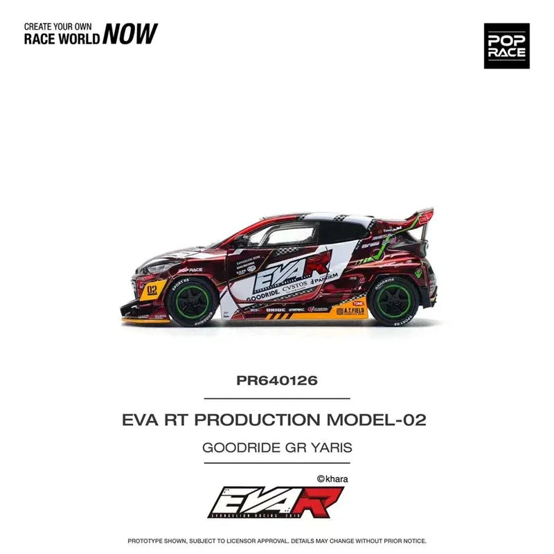 POP RACE 1:64  EVA RT PRODUCTION MODEL-02 GOODRIDE GR YARIS White Red Diecast Model Car