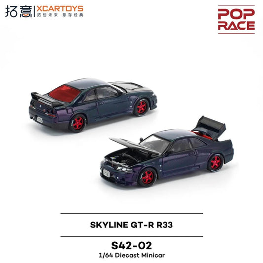 PreSale Xcartoys x Pop Race 1:64 SKYLINE GT-R R33 chameleon Collection Miniature DieCast Model Car