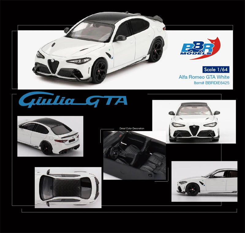 BBR 1:64 White Alfa Romeo Giulia GTA / GTAm BBRDIE6425/6 Diecast Model Car