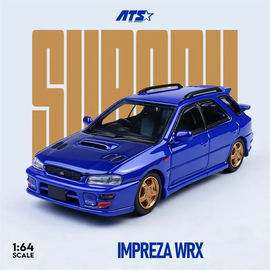 ATS 1:64 IMPREZA WRX Metallic Blue / White Diecast Model Car