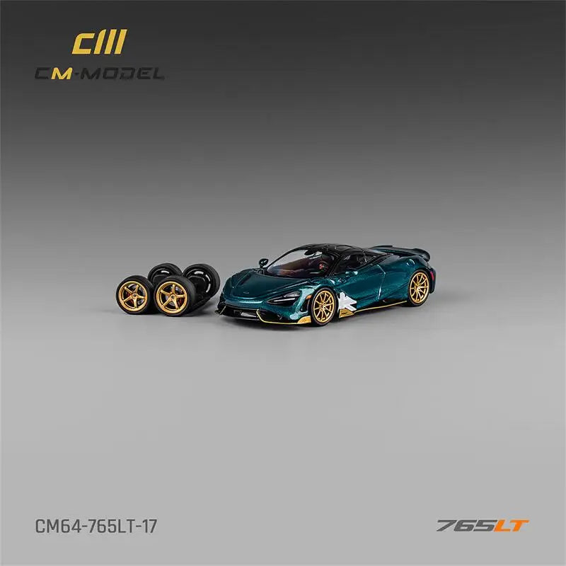 CM MODEL  1:64 765LT Metallic black green Diecast Model Car