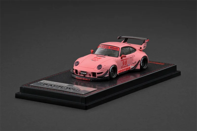 PreSale IG 1:64 RWB993 Matte Pink Die-Cast Car Model Collection Miniature collection display