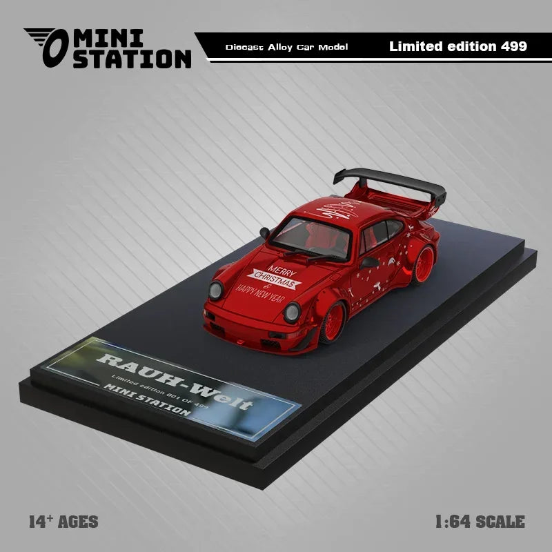 Mini Station 1:64 SUP 2024 Christmas Metallic red Diecast Model Car