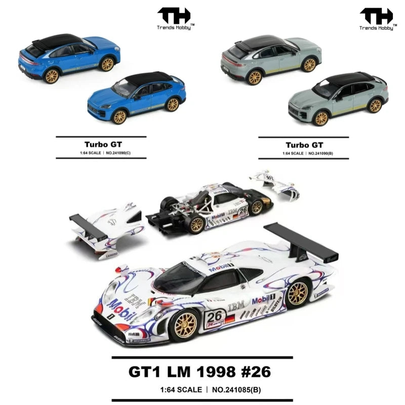 Trends Hobby 1:64 GT1 LM 1988 #26 Champion White / Turbo GT Diecast Model Car