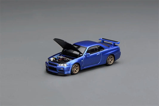 MOTORHELIX  1:64 SKYLINE R34 V-SPEC II CUSTOMIZED BAYSIDE BLUE Diecast Model Car