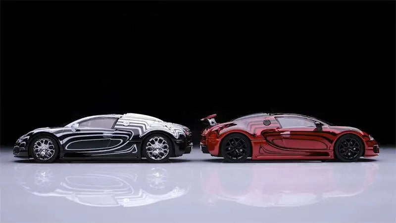 **Pre-Order** Mortal x TPC 1:64 Bugatti Veyron Black White / Red limited799 Diecast Model Car