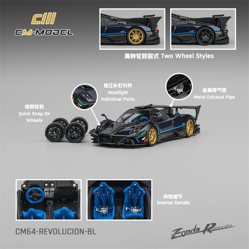 PreSale CM MODEL 1:64 Zonda Revlucion Metallic blue Die-Cast Car Model Collection Miniature