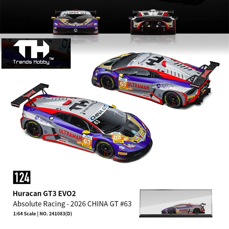 [PreSale] Trends Hobby TH 1:64 Porsche GT3 R LeMans 24H Spyder Huracan GT3 EVO2 China GT 2026 Absolute Racing Diecast Model Car
