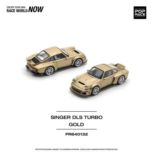 **Pre-Order** POP RACE 1:64 SINGER DLS TURBO (ROAD) - GOLD Diecast Model Car