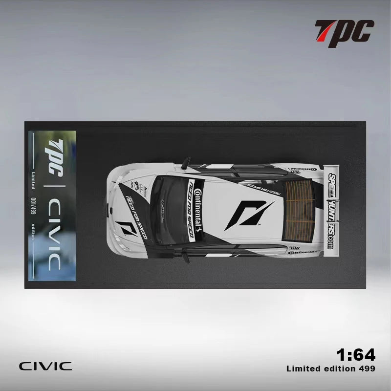 TPC 1:64 Honda civic FD2 Black white limited499 Diecast Model Car