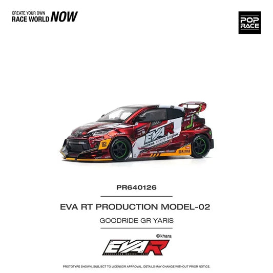 POP RACE 1:64  EVA RT PRODUCTION MODEL-02 GOODRIDE GR YARIS White Red Diecast Model Car