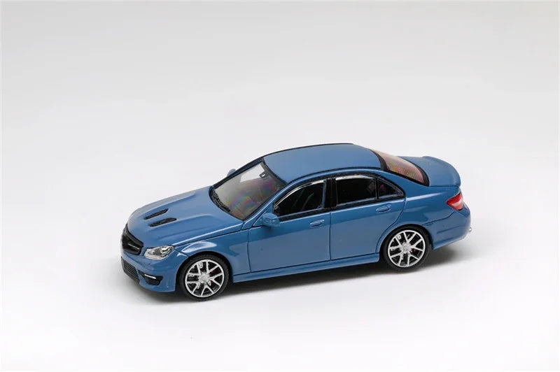 PreSale KING MODEL 1:64 C63 AMG W204 Limited 799 Titanium Gray / Yellow / Blue Collection Miniature Diecast Metal Model Car