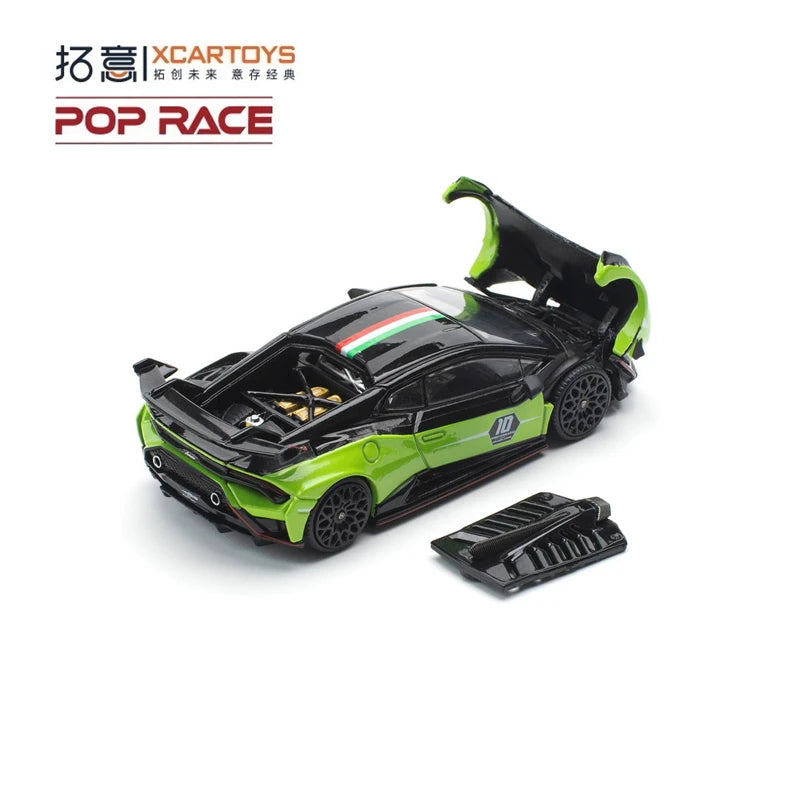 [PreSale] Xcartoys x POP RACE 1:64 SC 10° Anniversario Huracan STO Green Diecast Model Car