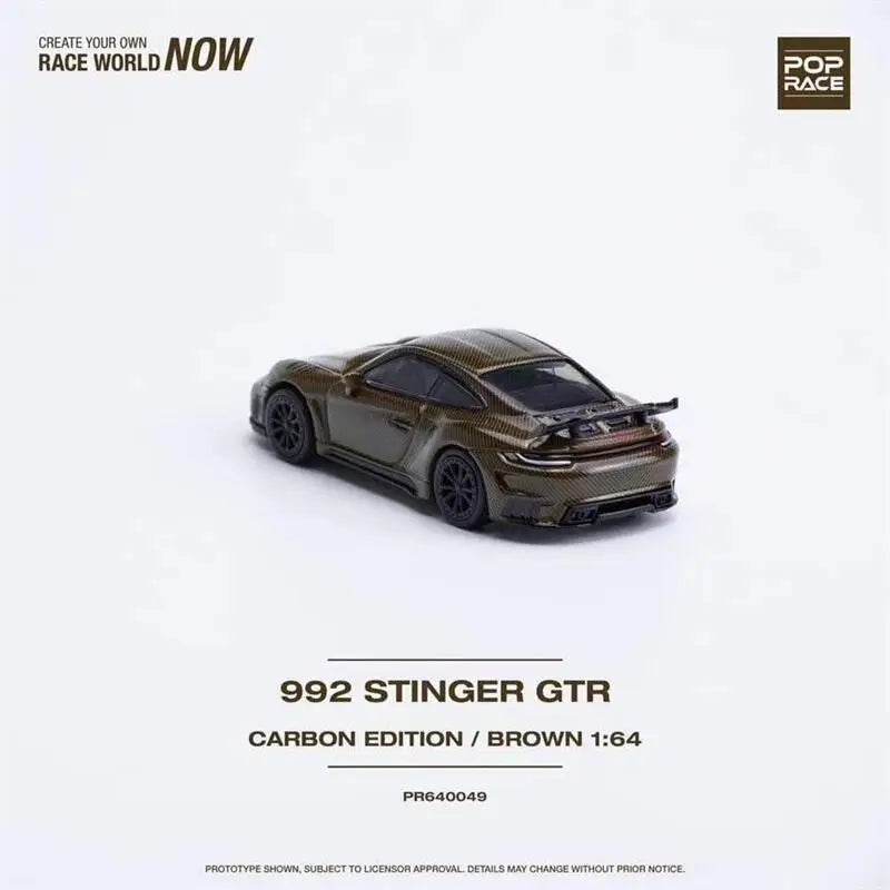 Pop Race 1:64 992 STINGER GTR CARBON EDITION BROWN Diecast Model Car