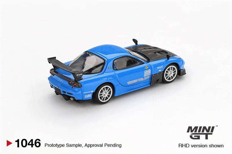 MINI GT 1:64 RX-7 RE-Amemiya 20B NA 3ROTOR-7 “Ama-san Go”Blue Diecast Model Car