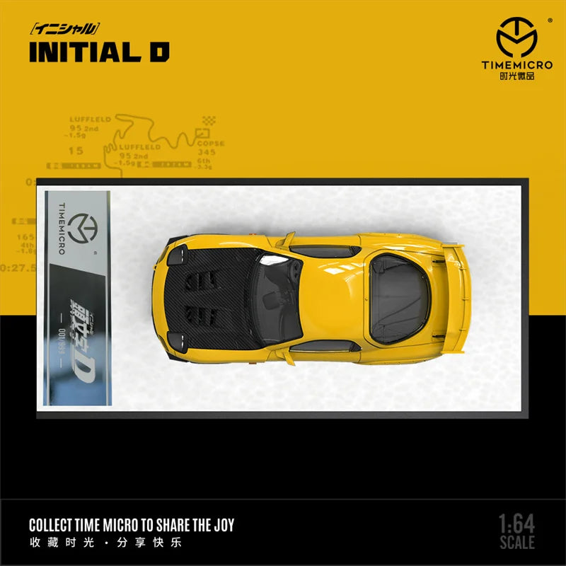 **Pre-Order** Time Micro 1:64 RX-7 Initial D yellow Limited999 Diecast Model Car
