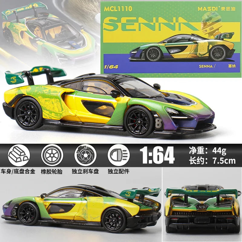 MASDI 1:64 Senna Yellow Green Diecast Model Car