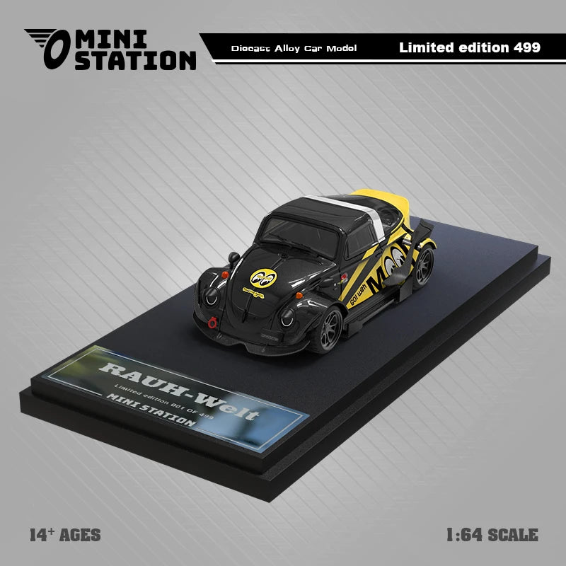 Mini Station  1:64 Mooneyes T1 Van & Beetle Targa w/Trailer limited499 Diecast Model Car