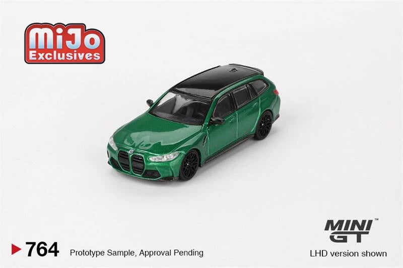 ** Pre-order** MINI GT Mijo Exclusives 1:64 M3 Competition Touring Isle of Man Green Metallic Diecast Model Car