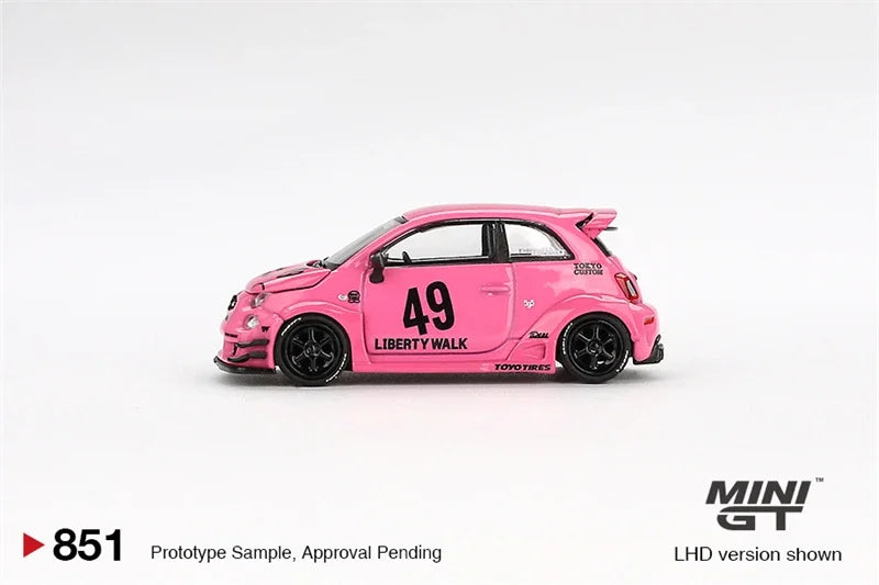 **Pre-Order** MINI GT 1:64 ABARTH 595 LB-WORKS x Abas Works Pink LHD Diecast Model Car