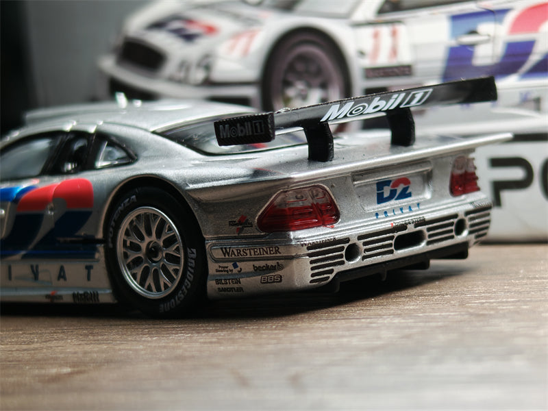 Xcartoys x POP RACE 1:64 CLK-GTR D2 1997 FIA GT Silver Diecast Model Car