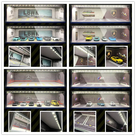 Led Light Diorama Garage Display Cabinet Carport LBWK LB  Lambo JDM Nissan Nismo for 1:64 Model Car