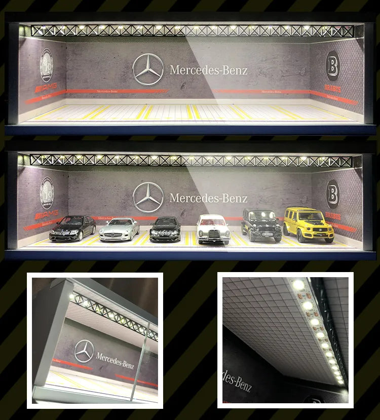 Display Cabinet Bright Scene Carport  Led Light JDM Nissan Nismo for Scale 1:64 for Model Car Diorama garage