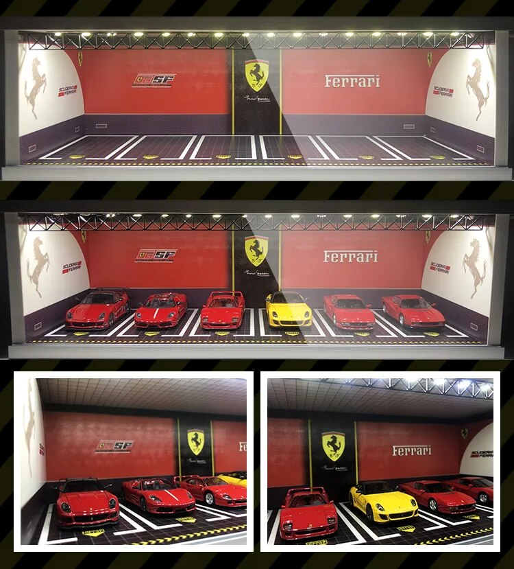 Display Cabinet Bright Scene Carport  Led Light JDM Nissan Nismo for Scale 1:64 for Model Car Diorama garage