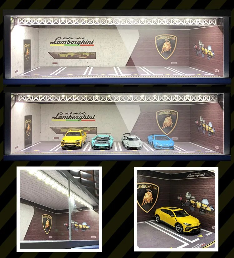 Display Cabinet Bright Scene Carport  Led Light JDM Nissan Nismo for Scale 1:64 for Model Car Diorama garage